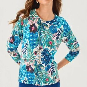 NWT Lilly Pulitzer Salima Sweater in Breezy Aqua Best Fronds Forever